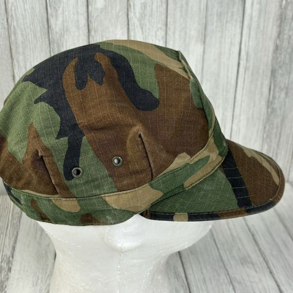 Military Army Woodland Camouflage‎ Utility Cap Hat Size Medium Camo Eagle - Picture 2 of 11